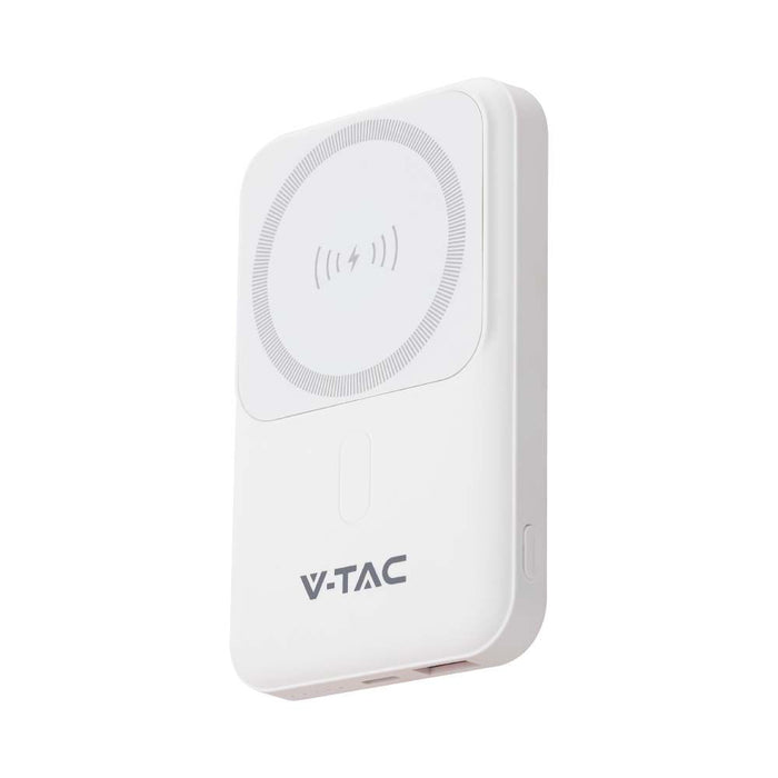 (Lot de 40) Batterie Externe Magnétique sans Fil 10000mAh avec Anneau Métallique - Blanc