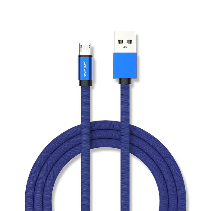 (Lot de 400) Câble tressé micro USB 1m en tissu de coton - Bleu (Série Ruby)