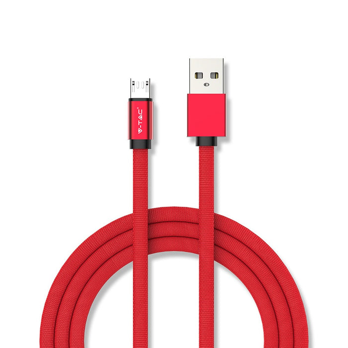(Lot de 400) Câble Micro USB tressé 1M avec tissu en coton - Rouge (Série Ruby)