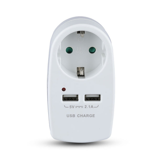 (Lot de 60) Adaptateur de prise VT-1044 EU avec contact de mise à la terre et interface de charge - Blanc
