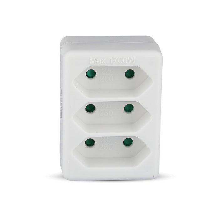 (Lot de 200) Adaptateur 3 prises VT-1023 2,5A - Blanc