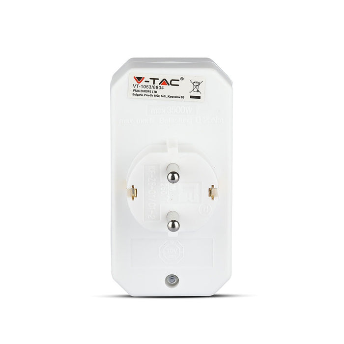 (Lot de 200) Adaptateur VT-1053 avec 2 prises (2.5A/16A) avec mise à la terre - Blanc