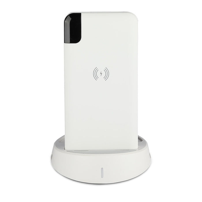 (Lot de 50) Batterie externe sans fil VT-3509 8000mAh avec écran et support - Blanc