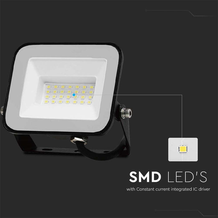 (Lot de 20) Projecteur LED 30W VT-44030 avec puce Samsung 6500K Corps Noir Verre Gris