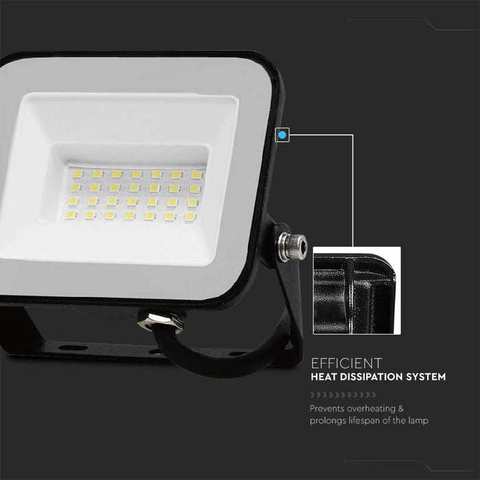 (Lot de 20) Projecteur LED 30W VT-44030 avec puce Samsung 6500K Corps Noir Verre Gris