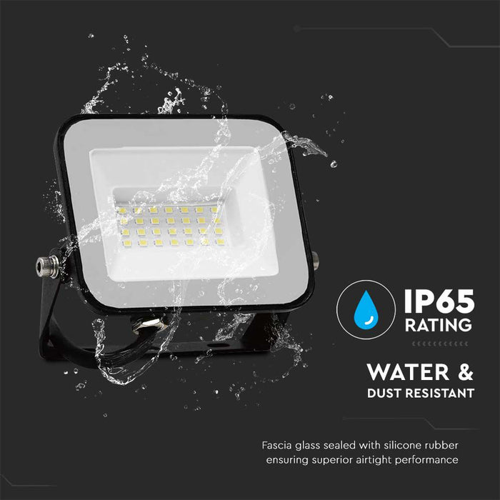 (Lot de 20) Projecteur LED 30W VT-44030 avec puce Samsung 6500K Corps Noir Verre Gris