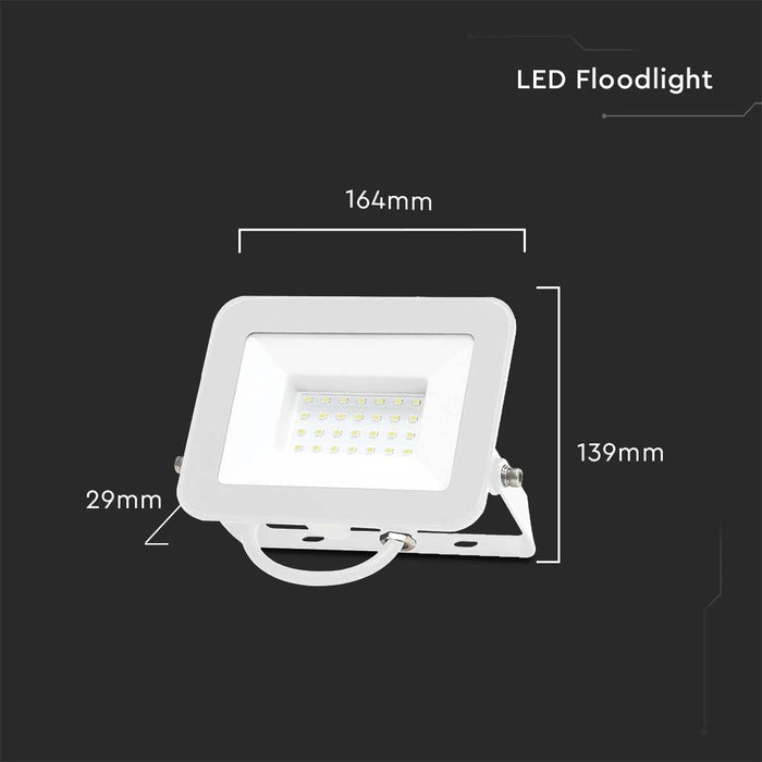 (Lot de 20) Projecteur LED 30W VT-44030 avec puce Samsung 6500K Corps Blanc Verre Blanc