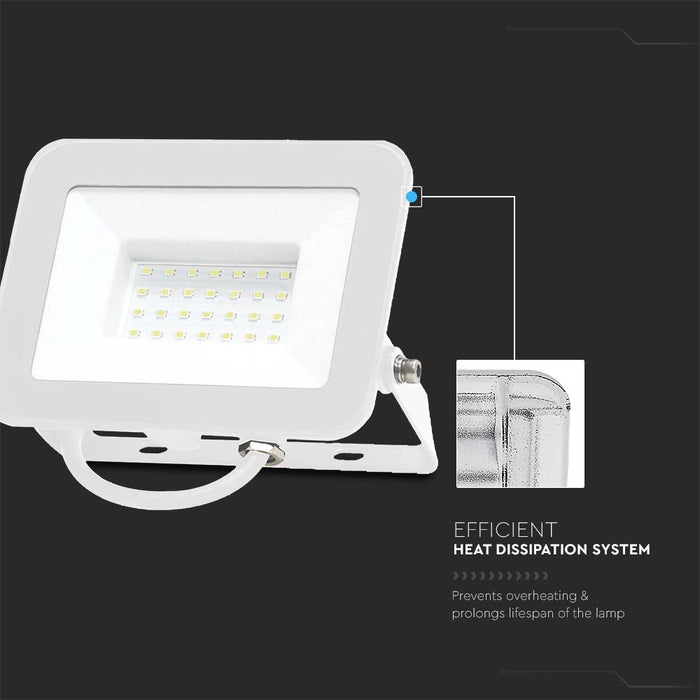 (Lot de 20) Projecteur LED 30W VT-44030 avec puce Samsung 6500K Corps Blanc Verre Blanc