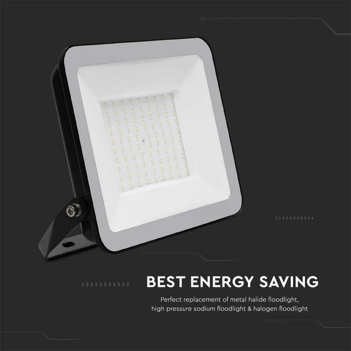 (Lot de 8) Projecteur LED 100W SMD VT-44100 avec puce Samsung 1m de câble 6500K Corps noir Verre gris