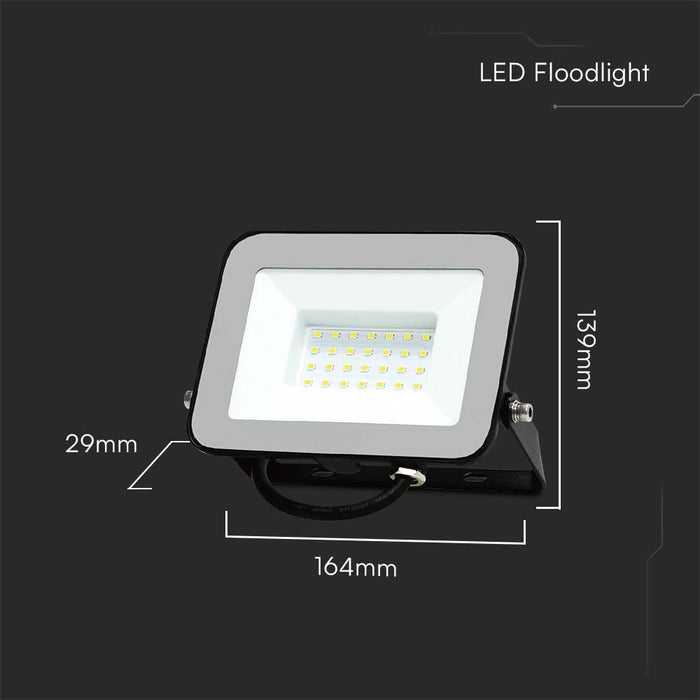 (Lot de 20) Projecteur LED 30W SMD avec puce Samsung & Câble 1m 4000K Corps Noir Verre Gris