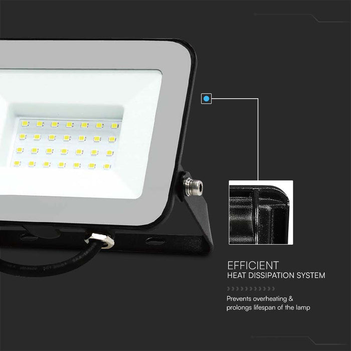(Lot de 20) Projecteur LED 30W SMD avec puce Samsung & Câble 1m 4000K Corps Noir Verre Gris