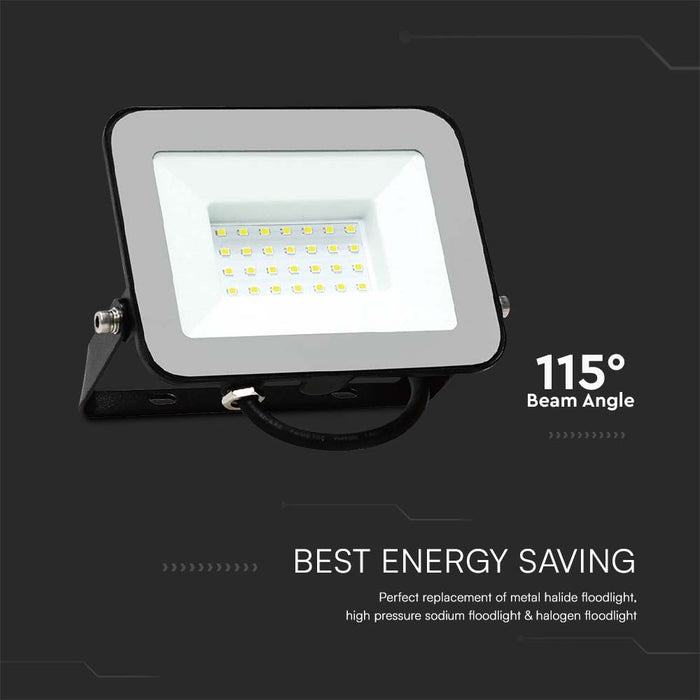 (Lot de 20) Projecteur LED 30W SMD avec puce Samsung & Câble 1m 4000K Corps Noir Verre Gris