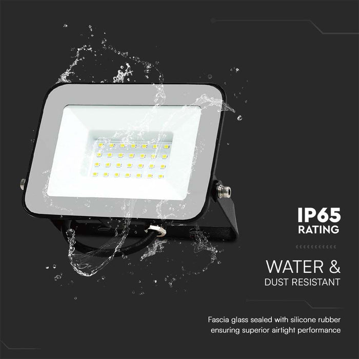 (Lot de 20) Projecteur LED 30W SMD avec puce Samsung & Câble 1m 4000K Corps Noir Verre Gris