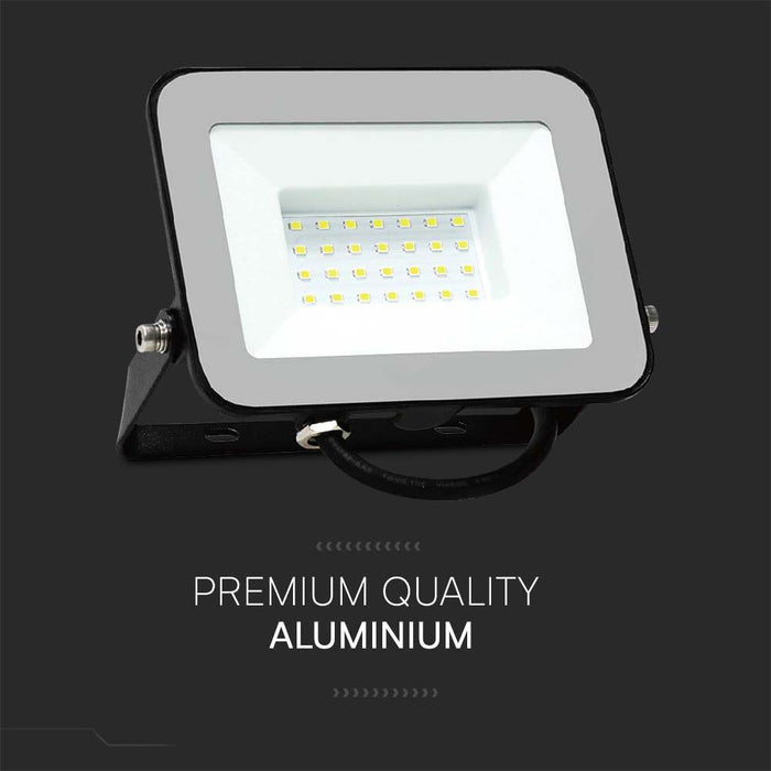(Lot de 20) Projecteur LED 30W SMD avec puce Samsung & Câble 1m 4000K Corps Noir Verre Gris