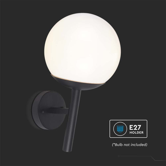 (Lot de 8) Applique murale VT-1224 (1*E27) - Noir Mat - Boule en plastique opale