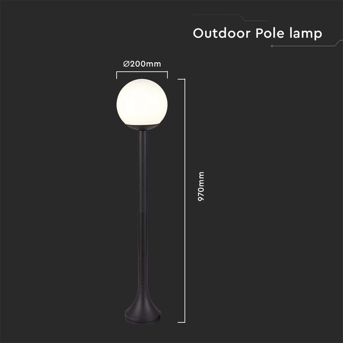 (Lot de 8) Lampe sur pied VT-1231 (1*E27) - Noir Mat - Boule en Plastique Opale