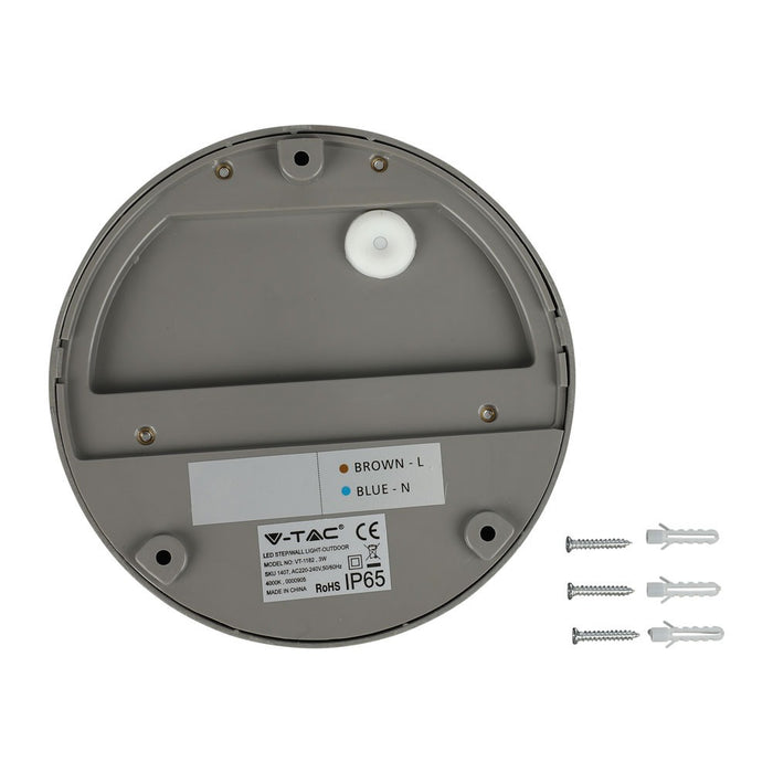 (Lot de 20) Applique LED encastrable 3W 3000K Corps Gris Rond