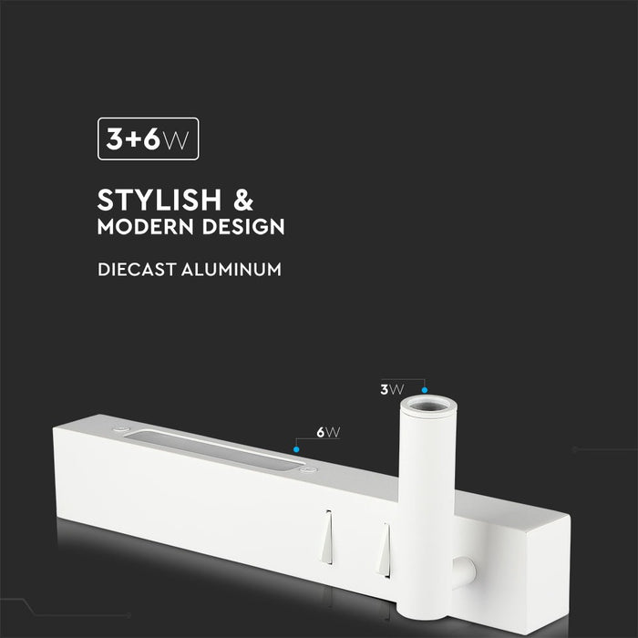 (Lot de 30) Applique Murale LED de Chevet 3W+6W VT-2953 3000K Blanc