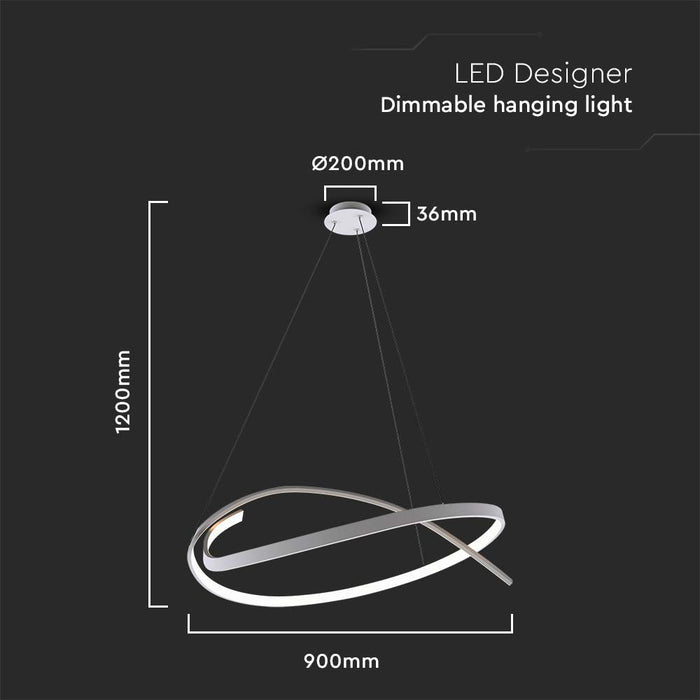 Suspension LED en métal VT-7916 48W 800x1200mm Blanc 3000K Dimmable TRIAC