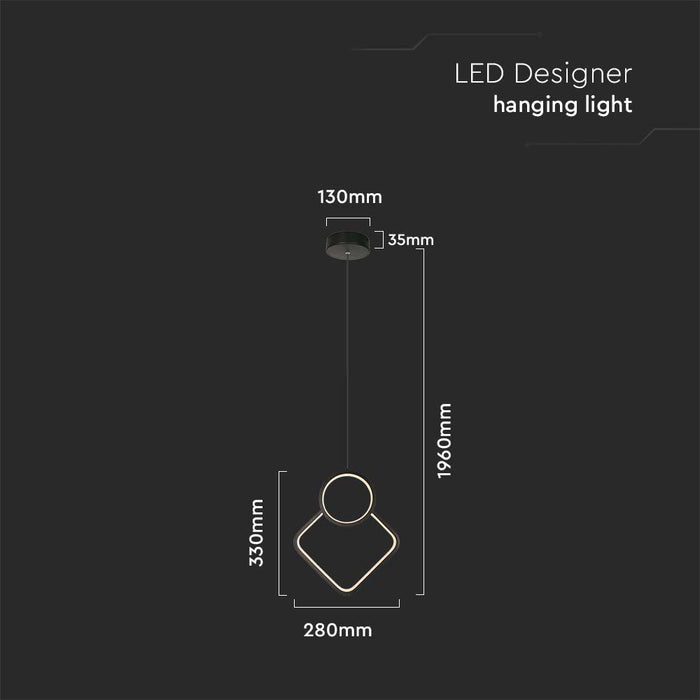 Lampe Suspendue LED en Métal 12W VT-7917 L280xH1800MM 3000K Corps Noir