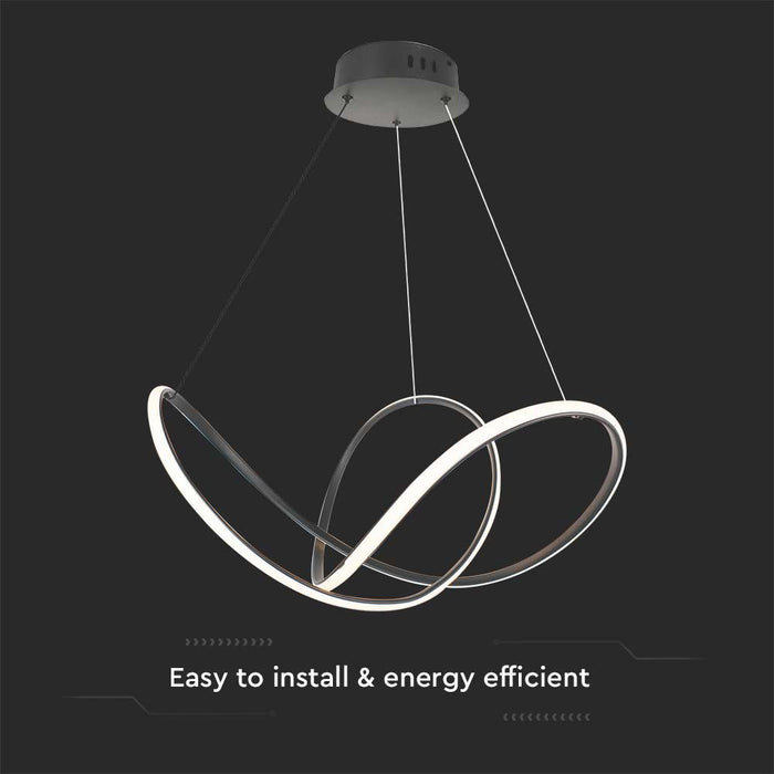 Suspension LED Décorative VT-7919 49W D:70xH120CM 3000K Corps Noir