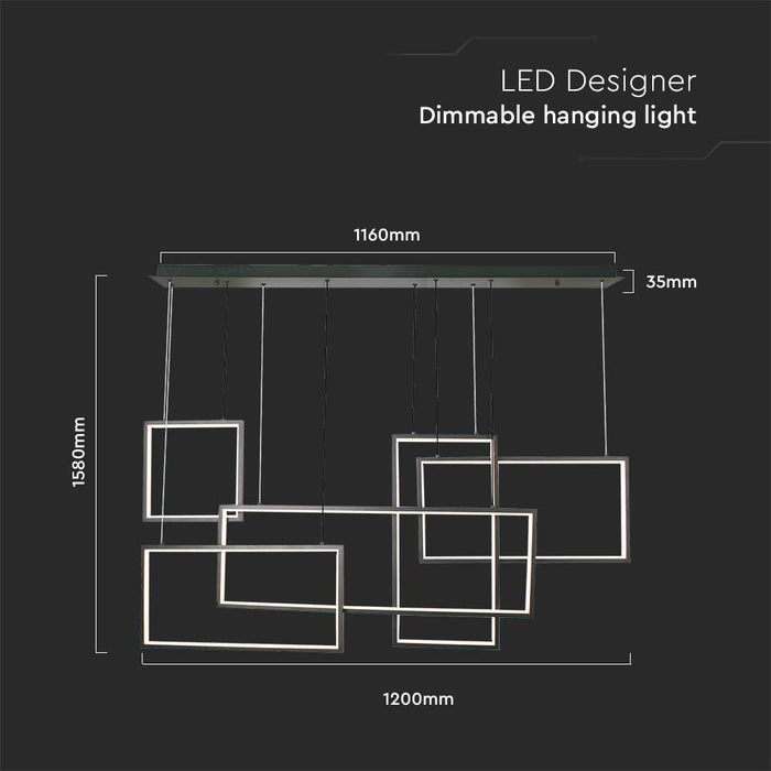 Suspension LED décorative 45W VT-7923 L120xH50xH160CM 3000K Corps Noir