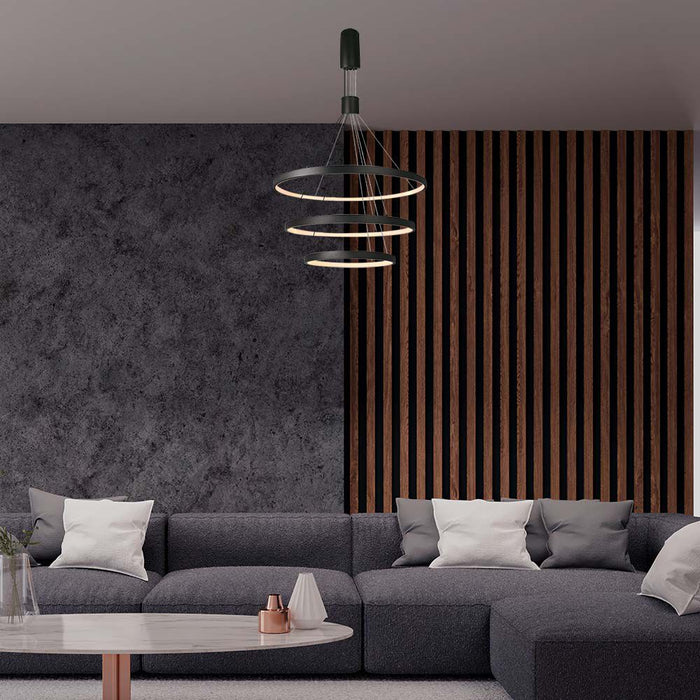 Suspension LED décorative VT-7924 46W D:40xD:60xD:80xH150CM 3000K Corps Noir