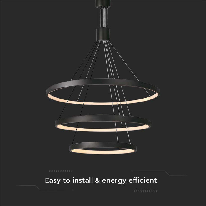 Suspension LED décorative VT-7924 46W D:40xD:60xD:80xH150CM 3000K Corps Noir
