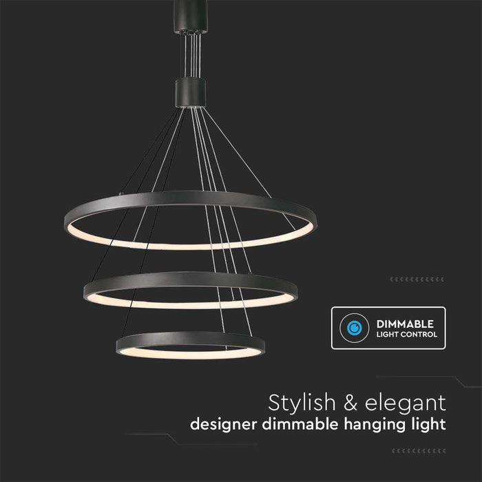 Suspension LED décorative VT-7924 46W D:40xD:60xD:80xH150CM 3000K Corps Noir