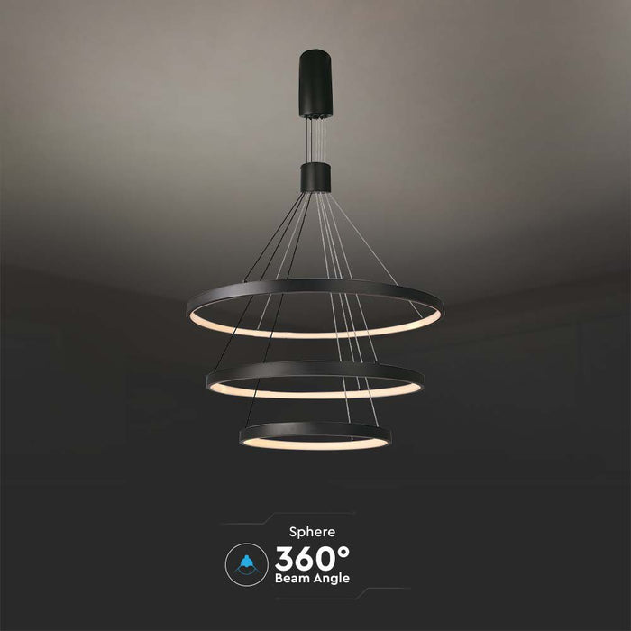 Suspension LED décorative VT-7924 46W D:40xD:60xD:80xH150CM 3000K Corps Noir