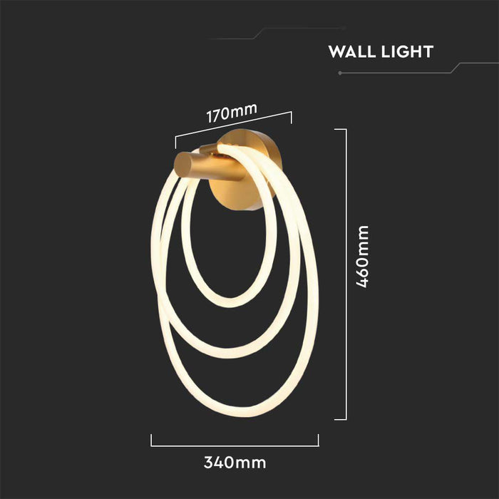 Applique Murale LED 37W VT-7927 D:35xW18xH50CM 3000K Corps Doré