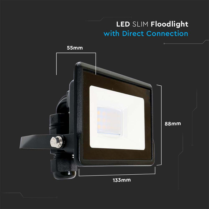 (Lot de 20) Projecteur LED 10W VT-118 avec puce Samsung, connexion directe, 4000K corps noir