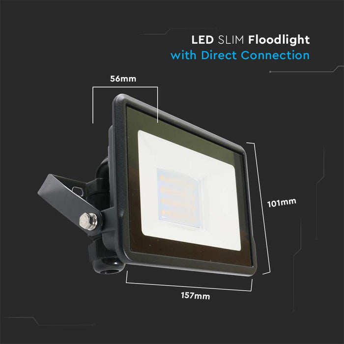 (Lot de 20) Projecteur LED 20W VT-128 avec puce Samsung, Connexion Directe 3000K Corps Noir