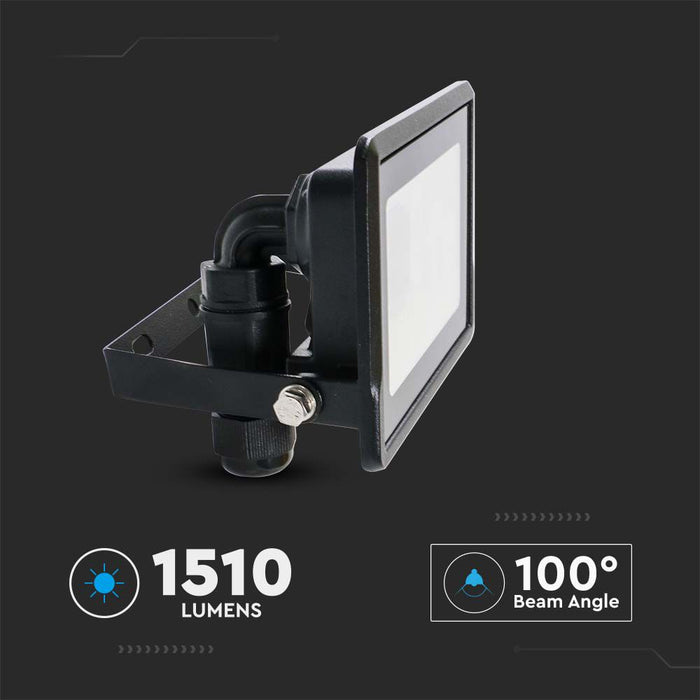 (Lot de 20) Projecteur LED 20W VT-128 avec puce Samsung, Connexion Directe, Corps Noir 6500K