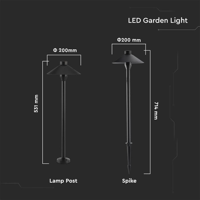 (Lot de 20) Projecteur LED de Jardin VT-907 7W avec Piquet - Puce Samsung 4000K Corps Noir IP65
