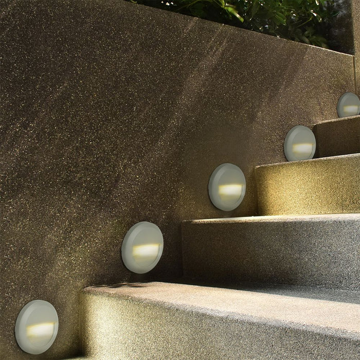 (Lot de 50) Applique LED Escalier 2W 3000K Corps Blanc Rond