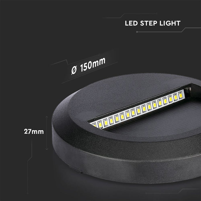 (Lot de 50) Applique LED Escalier 2W 4000K Corps Noir Rond