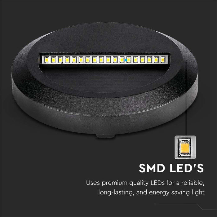 (Lot de 50) Applique LED Escalier 2W 4000K Corps Noir Rond