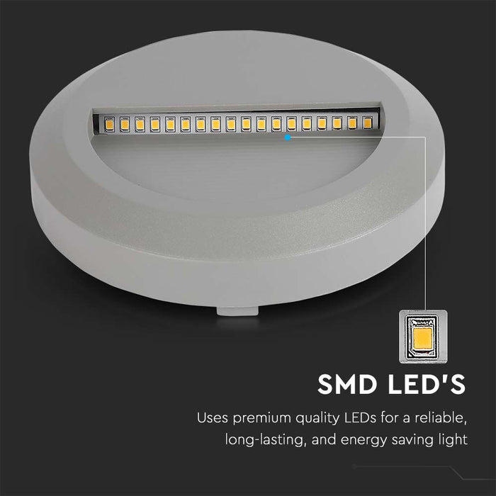 (Lot de 50) Applique LED Escalier 2W 3000K Corps Gris Rond