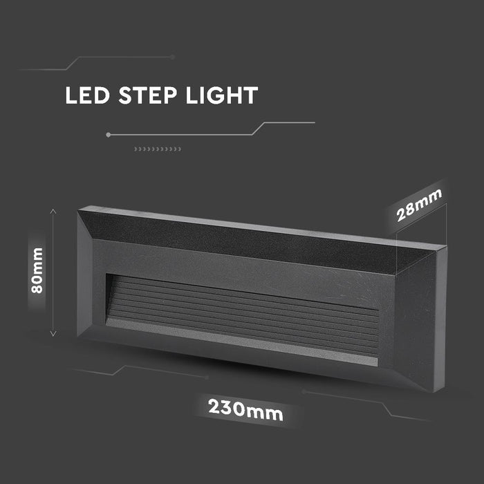 (Lot de 50) Applique LED Escalier 3W 4000K Corps Noir Rectangle