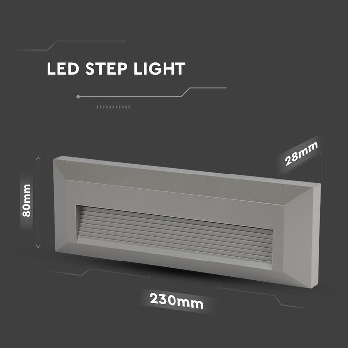 (Lot de 50) Applique LED Escalier 3W 4000K Corps Gris Rectangle