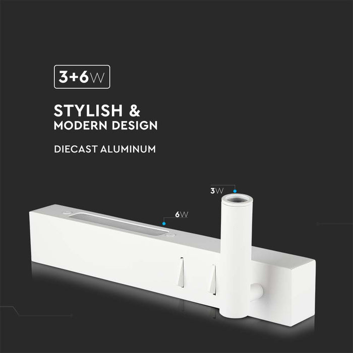 (Lot de 30) Applique Murale LED de Chevet 3W+6W VT-2953 3000K Blanc