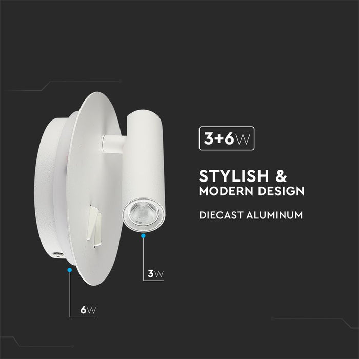 (Lot de 30) Applique Murale LED Hôtel 3W + SMD 6W VT-2963 Blanc Chaud 3000K