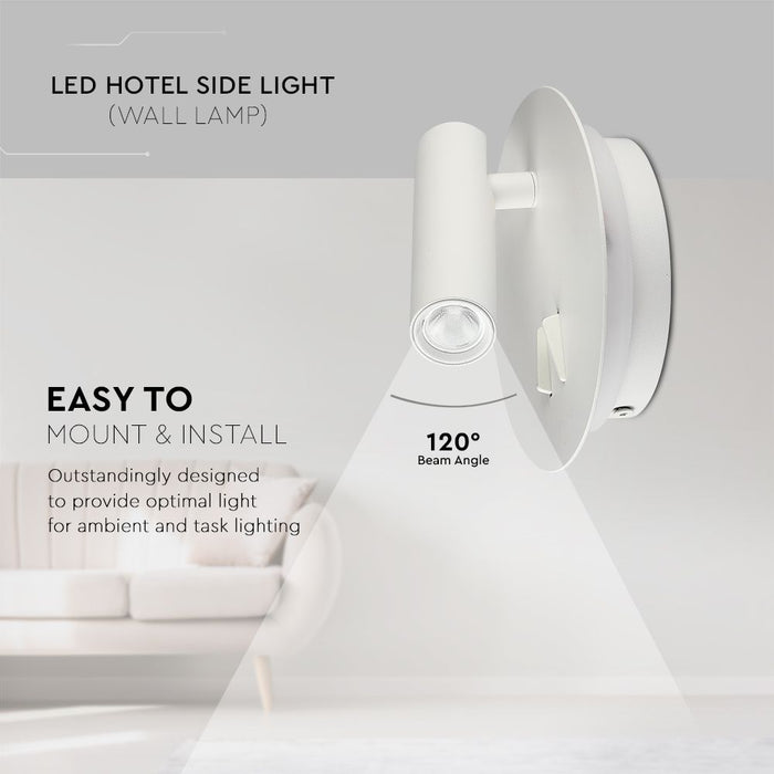 (Lot de 30) Applique Murale LED Hôtel 3W + SMD 6W VT-2963 Blanc Chaud 3000K