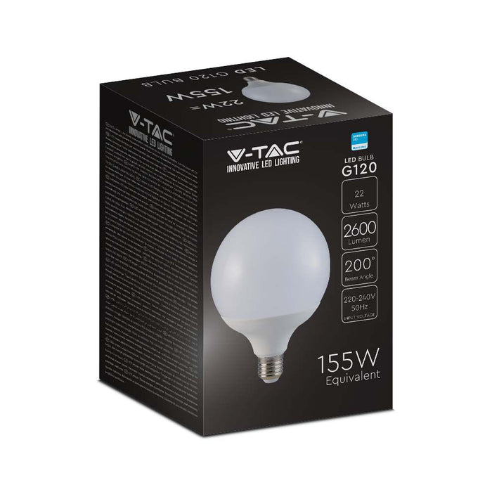 (Lot de 20) Ampoule en Plastique G120 22W VT-242 avec Puce Samsung 6500K E27 120LM/W