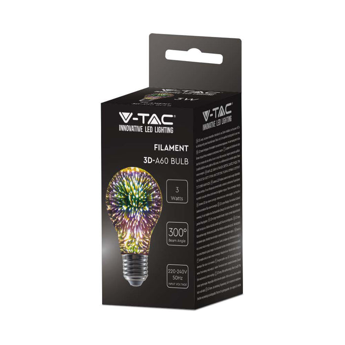(Lot de 100) Ampoule LED à filament 3D A60 3W 3000K E27