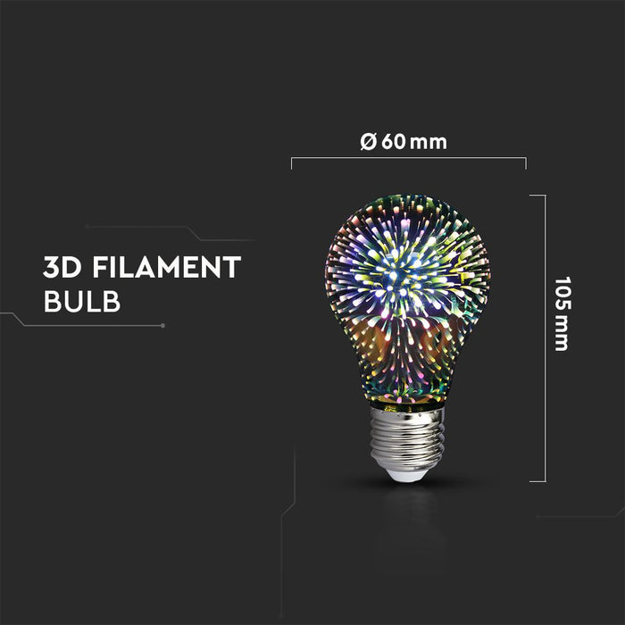 (Lot de 100) Ampoule LED à filament 3D A60 3W 3000K E27