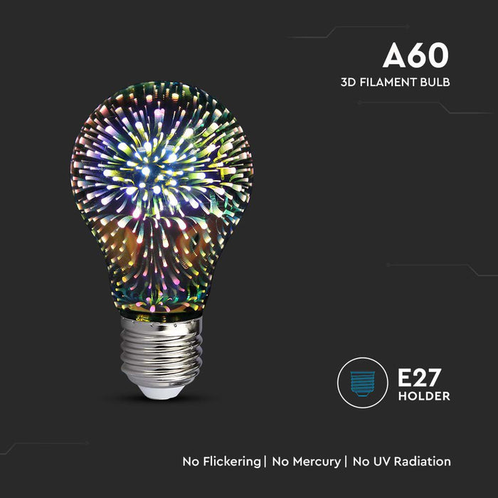 (Lot de 100) Ampoule LED à filament 3D A60 3W 3000K E27