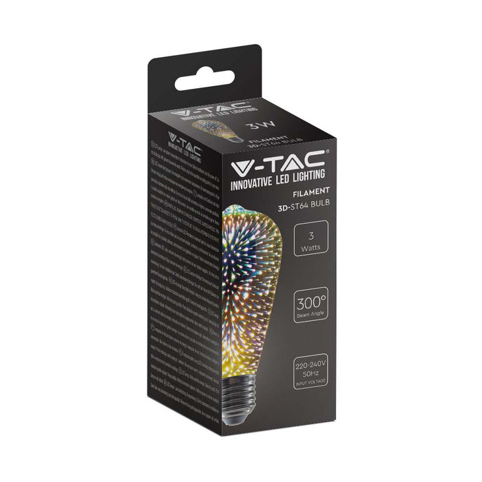 (Lot de 100) Ampoule LED à filament 3D ST64 3W 3000K E27
