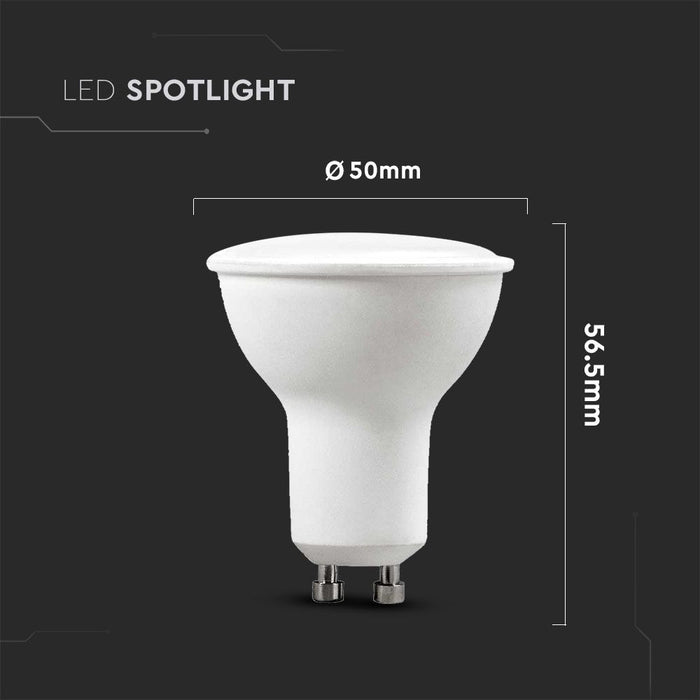 (Lot de 60) Spotlight LED en plastique blanc VT-2225 4,5W SMD - Couverture laiteuse 4000K GU10 110° 6 pièces/paquet